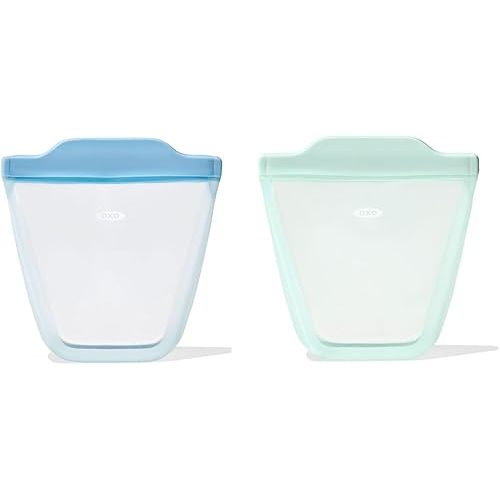 OXO Tot Silicone Reusable Bags – 2 Piece Cup Set - Opal and Dusk