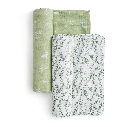 aden + anais Essentials Silky Soft Bamboo Muslin Swaddle, Breathable Baby Blanket, Ideal for Boys, Girls, Newborns, Babies & Infants, Receiving Blanket, Lightweight Wrap, 2 Pack, Nature Friends