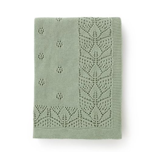 LAWKUL Cellular Blanket Baby 100% Cotton Knitted Soft Knit Crochet Blankets for Newborn Boy Girls Infants Green 100x80cm