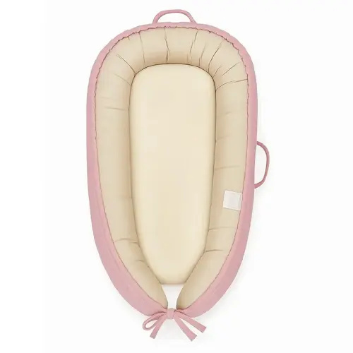 Baby Lounger, Baby Nest Cover for Baby, Reversible & Breathable Cotton, Adjustable Baby Floor Seat for Tummy Time, Portable Infant Lounger, Essentials for Newborns (Pink)