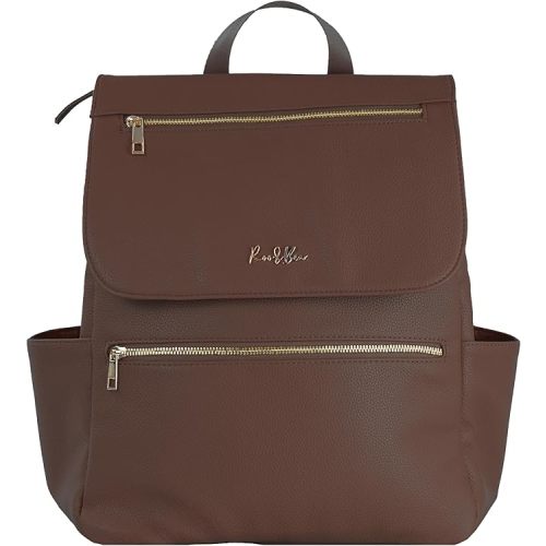 Vegan Leather Baby Backpack, with Front Zip Pocket (Chocolate)