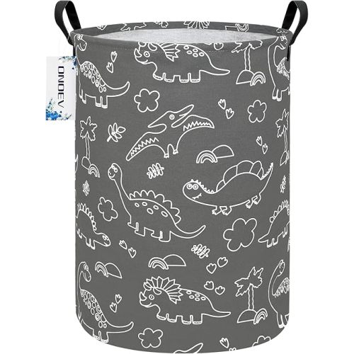 ONOEV Round Dinosaur Waterproof Laundry Hampers Gift Basket Children's Toy Organizer Bag Room Decoration Basket(Gray Line Dinosaur)
