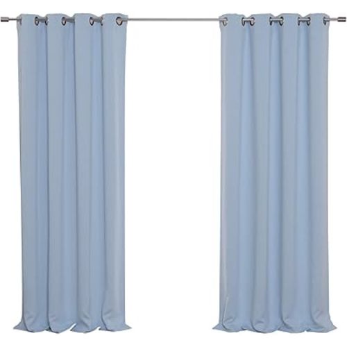 Best Home Fashion Premium Flame Retardant Thermal Insulated Fire Retardant Blackout Curtain - Antique Bronze Grommet Top - SkyBlue - 52" W x 96" L - (2 Panel)
