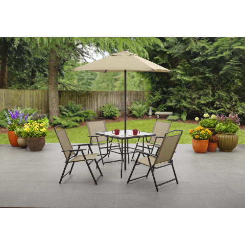 Mainstays Albany Lane 6-Piece Outdoor Patio Dining Set, Tan
