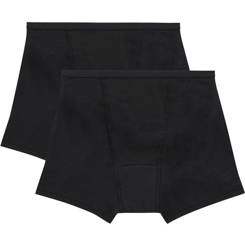 Hanes Women's Comfort, Period. Underwear Boxer Brief, Super Leaks Post-Partum, Period & Nighttime Protection, 2-Pack