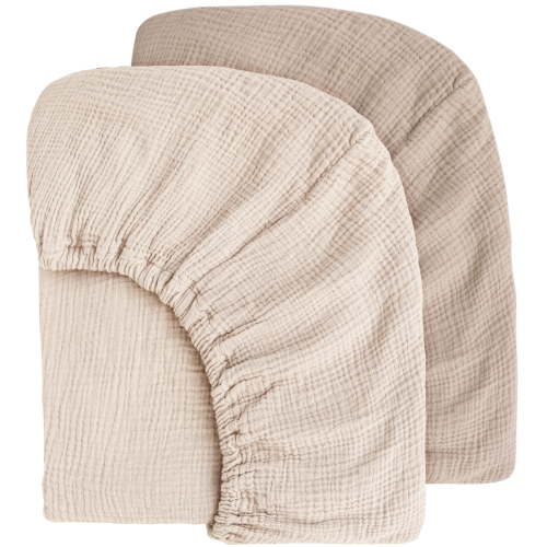 Muslin Crib Sheets for Baby Girls Boys, Fitted Crib Bedding Set for Standard Toddler Mattress, Soft Breathable Cotton, Neutral Nursery Essentials, 52x28 Inches, Ash Ivory
