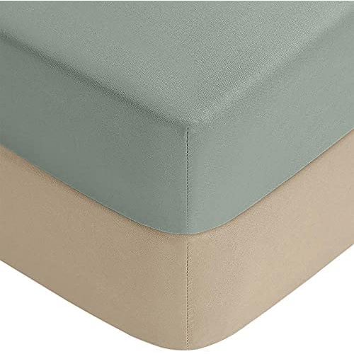 Yoofoss Baby Crib Sheets for Boys Girls, Fitted Crib Sheet 2 Pack for Standard Crib and Toddler Mattress, Super Soft Microfiber Baby Sheet 28x52x8in(Green-Brown)
