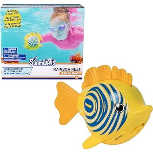 SwimWays Rainbow Reef Fish Toy, Kids Swimming Accessories & Water Toys, Learn to Swim Pool Toys for Kids Ages 5 & Up, Batteries Included, Lebron Waves