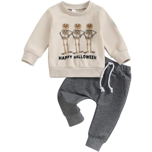 Baby Boy Halloween Clorhes Pumpkin Long Sweatshirt Pants Toddler Halloween Outfits Infant Halloween Clothing - 6-12 Months - Pumpkin Ghost