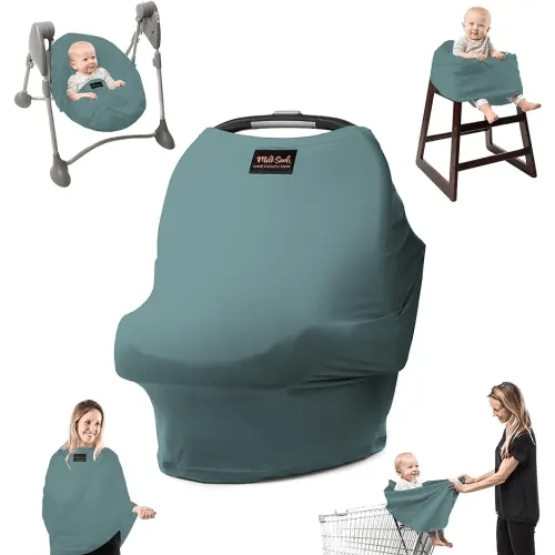 Milk Snob Original 5-in-1 Luxe Cover in Jade - Added Privacy for Breastfeeding, Baby Car Seat, Carrier, Stroller, High Chair, Shopping Cart, Lounger Canopy, Newborn Essentials, Nursing Top