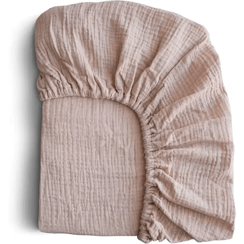mushie Mini Extra Soft Muslin Fitted Crib Sheet | 24"x 38" (Blush)