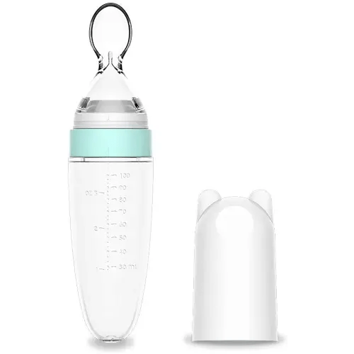 2 Pieces Baby Silicone Feeding Bottle Spoon Baby Food Feeder with Standing  Base for Infant 0-24 Months Dispensing and Feeding