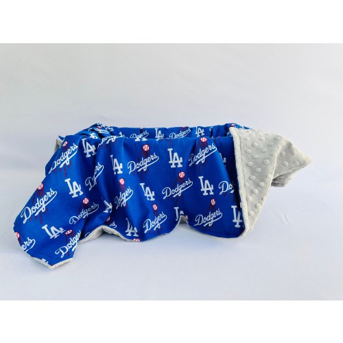 Dodgers Baby Blanket - Minky Gray Blanket