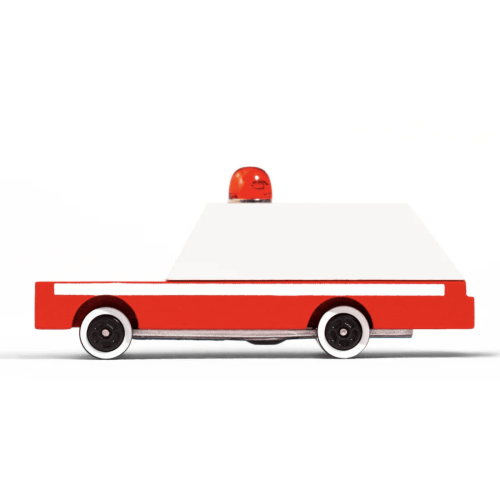 CANDYCAR® Wooden Diecast Collection - Ambulance, Premium Handcrafted Beech Wood Toy Car