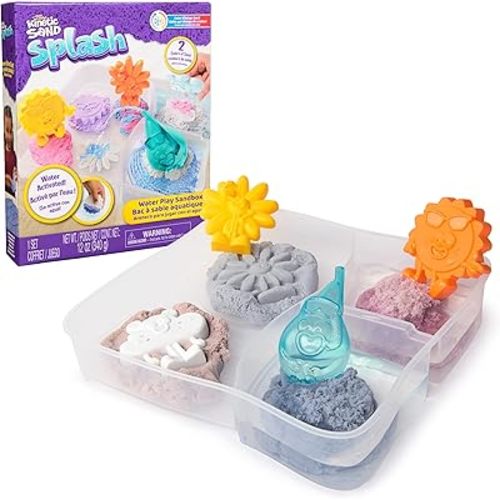 Kinetic Sand Splash, Water Play Sandbox, 12oz Color-Change Play Sand & 4 Molds (Amazon Exclusive), Sensory Toys for Kids & Classroom, Back to School Teacher Must Haves