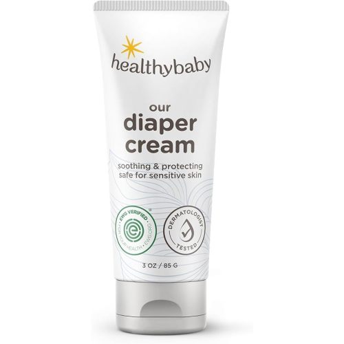 HealthyBaby Our Diaper Cream | Hypoallergenic Zinc Oxide & Squalane Diaper Cream | Fragrance Free, EWG Verified + Non-GMO, 3 oz