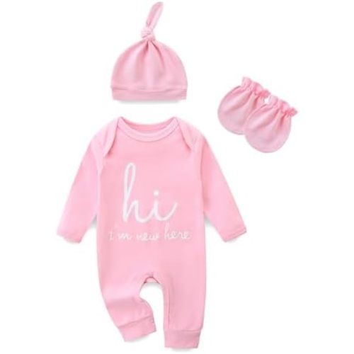 Baby Romper Newborn Clothes Hi I’m New Here Cotton Long Sleeve Coming Home Outfit