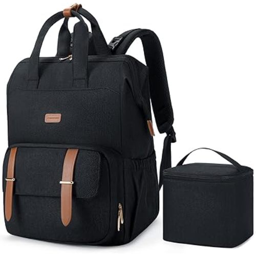 mommore Breast Pump Backpack for Spectra S1,S2 Medela Diaper Bag Backpack for Working Moms with 15.6 inch Laptop Sleeve, Black