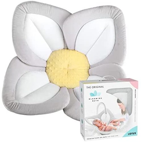Blooming Bath Lotus - Baby Bath Seat for Sink - Premium Baby Bathtub - Newborn Bath Baby Essentials - Baby Gifts - Gray/White/Yellow - 33"