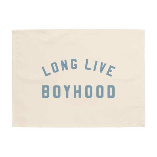 Long Live Boyhood Blue Easy Hang Banner™ for Boy's Rooms, Brother's Rooms & Playrooms - Boy's Room Wall Decor - Natural and Ocean