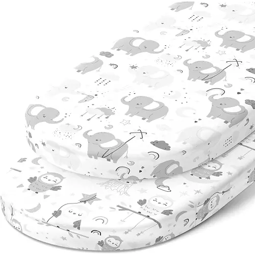 Bassinet Fitted Sheets for Chicco LullaGo Anywhere, Baby Bjorn Cradle and 14 x 29 Mattress Pad – Snuggly Soft 100% Jersey Cotton – 2 Pack