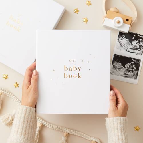 My Baby Book, Baby Memory Book - White -  keepsake memory book, folder, record book, journal for newborn, gift for parents, mum-to-be