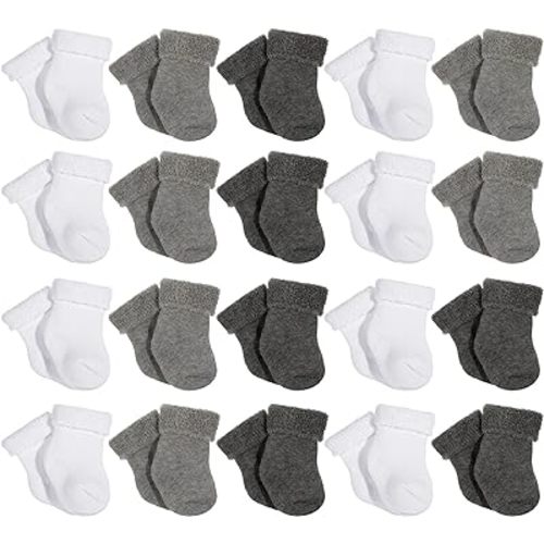 Janmercy 20 Pair Preemie Socks Baby Boy Girls Newborn Premature Terry Cotton Socks for Unisex Baby