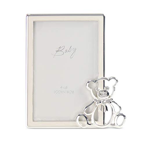 LASODY Teddy Bear Enamel Baby Picture Frame - Baby Birthday & Newborn Gifts