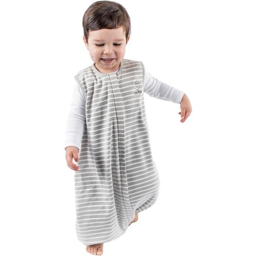 Woolino 4 Season Baby Sleep Bag with feet, Merino Wool and Organic Cotton Walker Sleep Bag Sack, Toddler Sleeping Bag, 18-36m, Gray