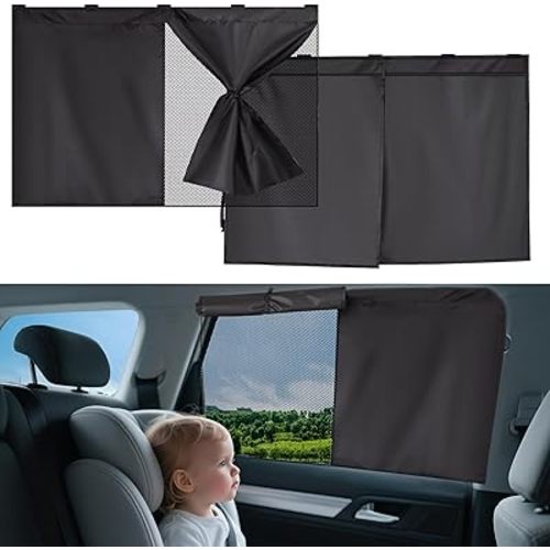 Magnetic Car Window Shades for Baby - Dual-Layer Sun Protection Car Curtains for Rear Side Windows - 2 in 1 Side Window Sun Shade with Enhanced UV Block and Privacy Protection, Fits Most Cars