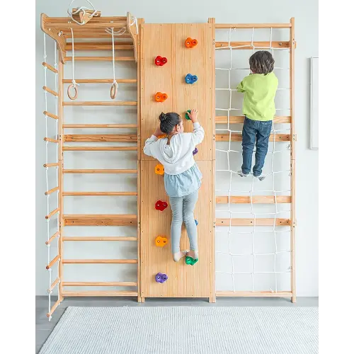Avenlur Walnut 9-in-1 Swedish Ladder Wall Gym Set