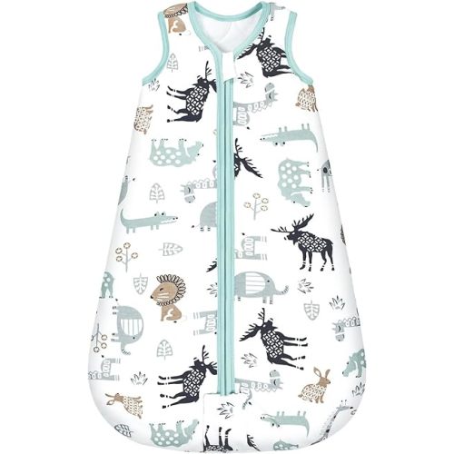 Mosebears Sleep Sack Baby Winter Wearable Blanket with 2-Way Zipper,2.5 TOG Cotton Sleep Sack Unisex (Deer, 6-12 Months)