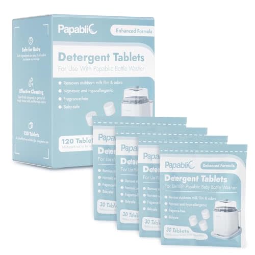Papablic 120Pcs Official Detergent Soap Tablets for Baby Brezza, GROWNSY, Momcozy Bottle Washer Pro and Sterilizer and Dryer