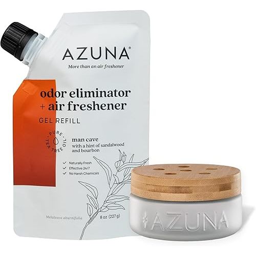 Azuna Air Freshener & Odor Eliminator Gel - One Room Kit - 8oz (Sandalwood Bourbon)