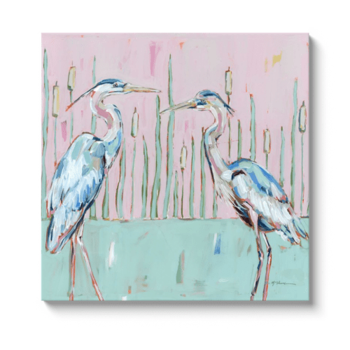 "Follow Your Path" blue herons on canvas – Chelsea McShane Art