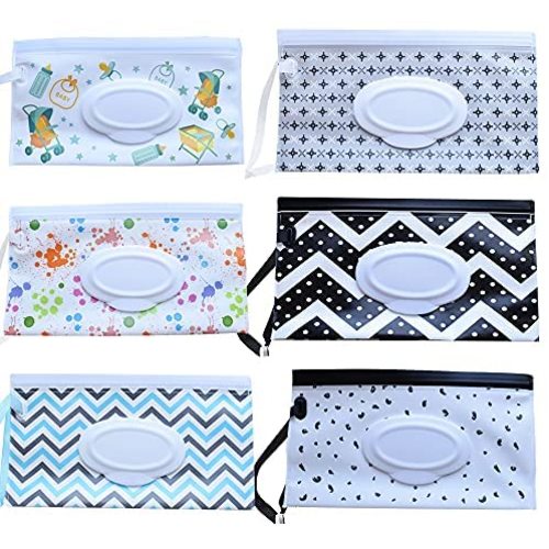 6 Pack Baby Wipe Dispenser,Baby Wet Wipe Pouch Container, Portable Refillable Wipe Holder,Reusable & Refillable Portable Wipes Dispenser, Baby Wipes Container,Eco Friendly Baby Travel Wet Wipe Holder