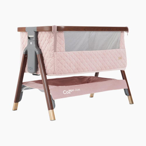 Tutti Bambini CoZee Luxe Bedside Crib - Walnut/Blush Pink