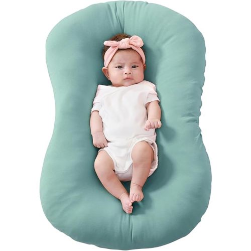 FUNUPUP Rayon Made from Bamboo Baby Lounger Cover Compatible with Snuggle Me Lounger, Infant Lounger Pillow Cover for Newborn, Removable Elastic Newborn Lounger Cover,Cover Only,Green