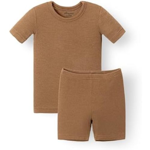 AVAUMA Toddler Short Pajamas Set 6M-10 Years Baby Boys Girls Kids Snug fit Ribbed Sleepwear pjs for Daily Life Style