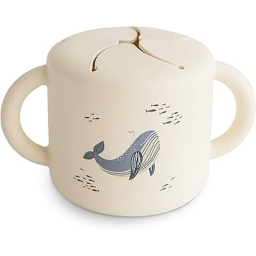 mushie Silicone Snack Cup | Spill Proof Food Container for Toddler and Baby (Whales)
