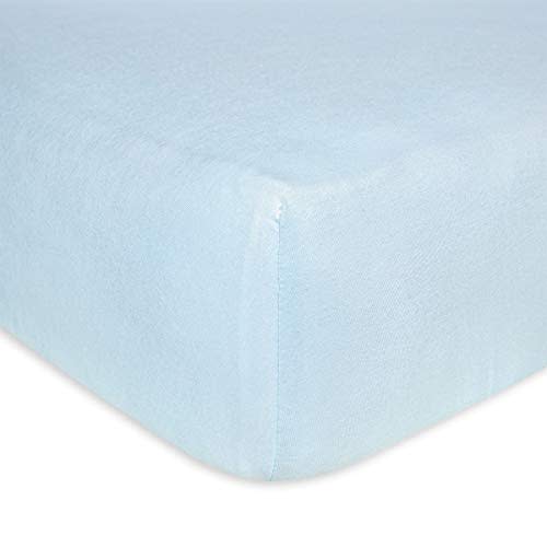 Burt's Bees Baby - Fitted Crib Sheet, Solid Color, 100% Organic Cotton Crib Sheet for Standard Crib and Toddler Mattresses (Sky Blue)