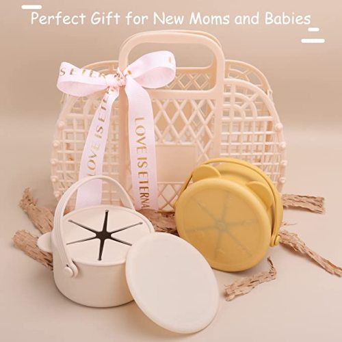 Snack Cups for Toddlers, Silicone Toddler Snack Containers, Baby Treat Catcher with DustProof Lid 2 Pack Dishwasher Safe and BPA Free 9 Oz