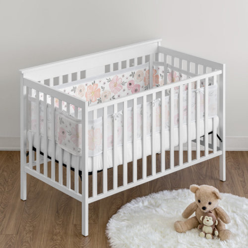 Sweet Jojo Designs Watercolor Floral Pink and Grey Sweet Jojo Designs + BreathableBaby Mesh Crib Liner | Wayfair