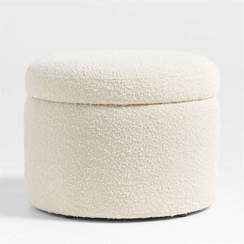 Crate and Barrel Wally Ivory Boucle Nursery Storage Ottoman