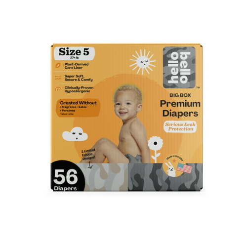 Hello Bello Premium Gender Neutral Baby Diapers I Affordable and Eco-Friendly Absorbent Diapers for Babies and Kids I Size 5 I Limited Edition Hide and Seek & Undercover Booties I 56 Count