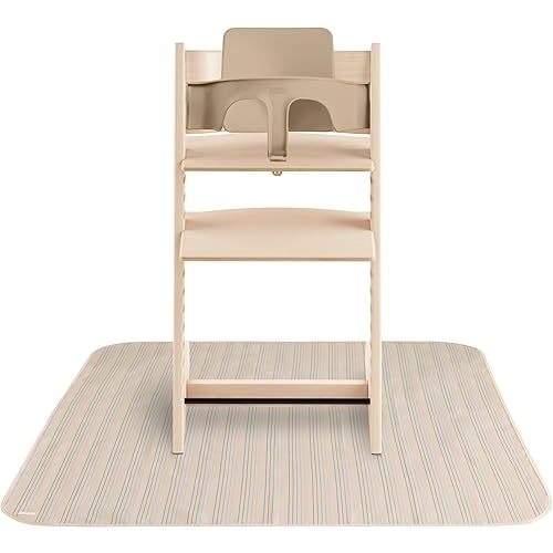 mushie Baby Splat Mat 42.5x42.5 Inch (Retro Stripes) | Water Resistant for Under High Chair and Infant Play