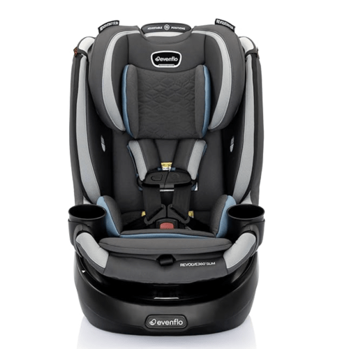 Evenflo Revolve360 Slim 2-in-1 Rotational Car Seat with Quick Clean Cover (Stow Blue)