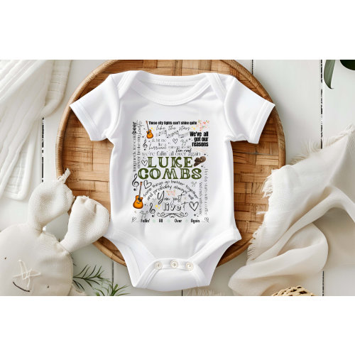 COMBS Song List Baby Bodysuit, Newborn baby grows, Personalised baby vest, Baby Country Music gift - Baby Boy Baby Girl