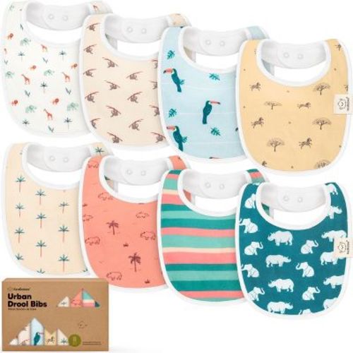 Keababies 8pk Organic Baby Bibs For Boy, Baby Drool Bib For Baby Boys And Girls, Newborn Teething Bibs (wilderness)