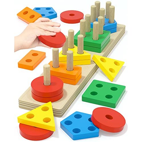 Yetonamr Montessori Toys for 1 2 3 Years Old Boys Girls Birthday Gifts, Wooden Sensory Toys for Ages 2-4 Kids Baby, Toddler Easter Basket Stuffers Learning Toy Activities Puzzles Ages 1-3